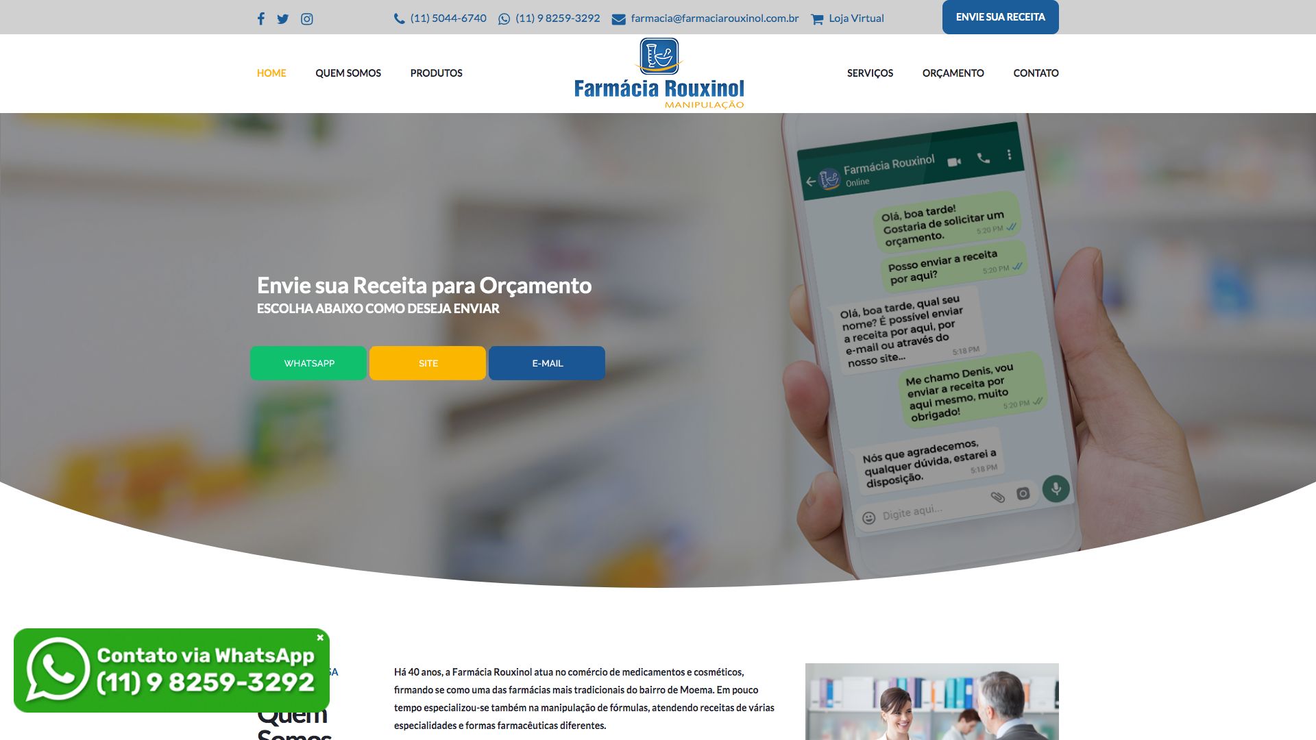 Desenvolvimento de Sites - Farmácia Rouxinol