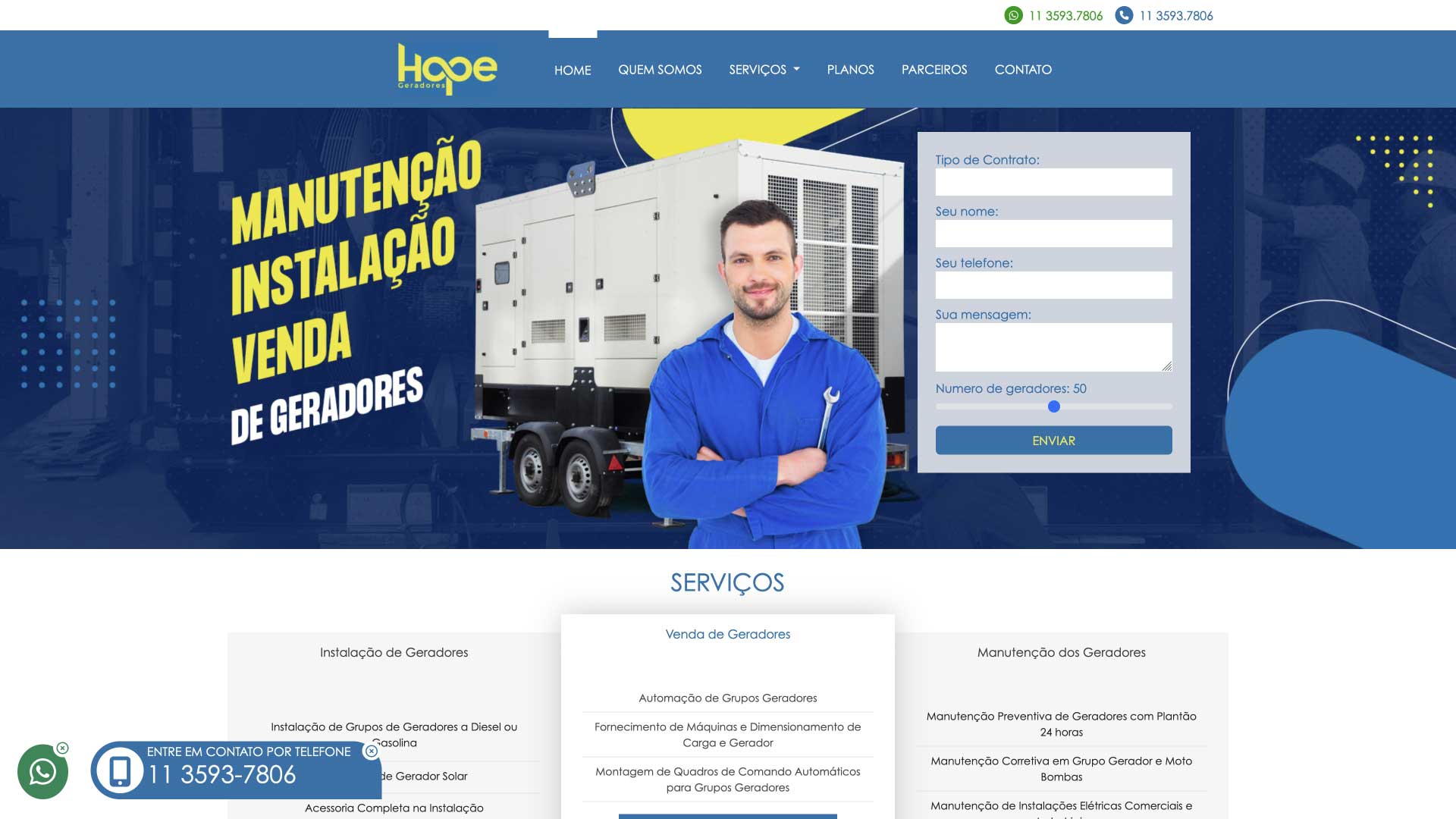 Desenvolvimento de Sites - Hope Geradores