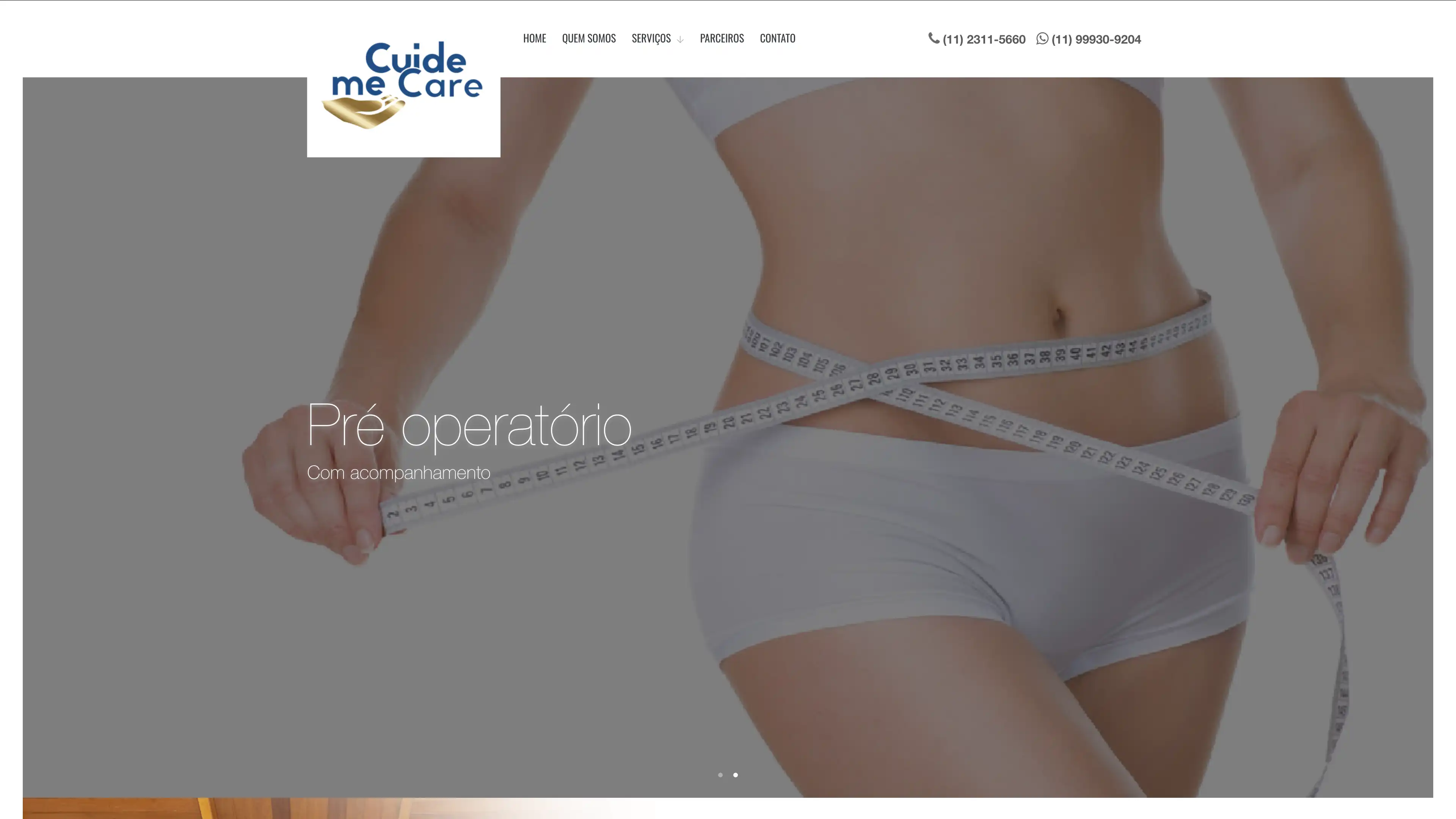 Site para empresa de cuidados pré e pós-operatórios - Cuide Me Care