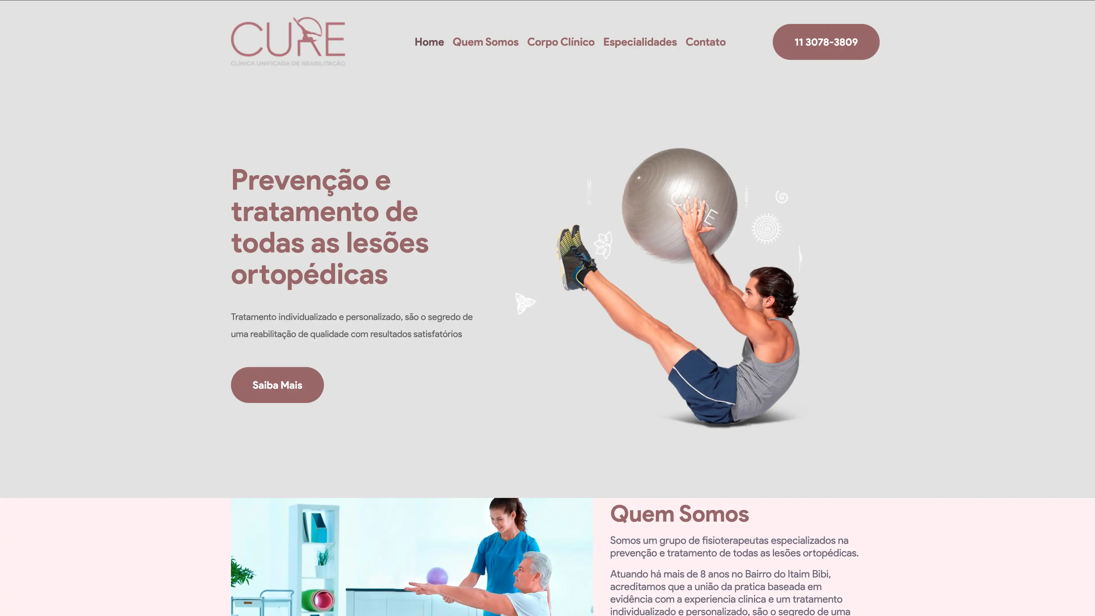 Site para clínica de fisioterapia - Cure