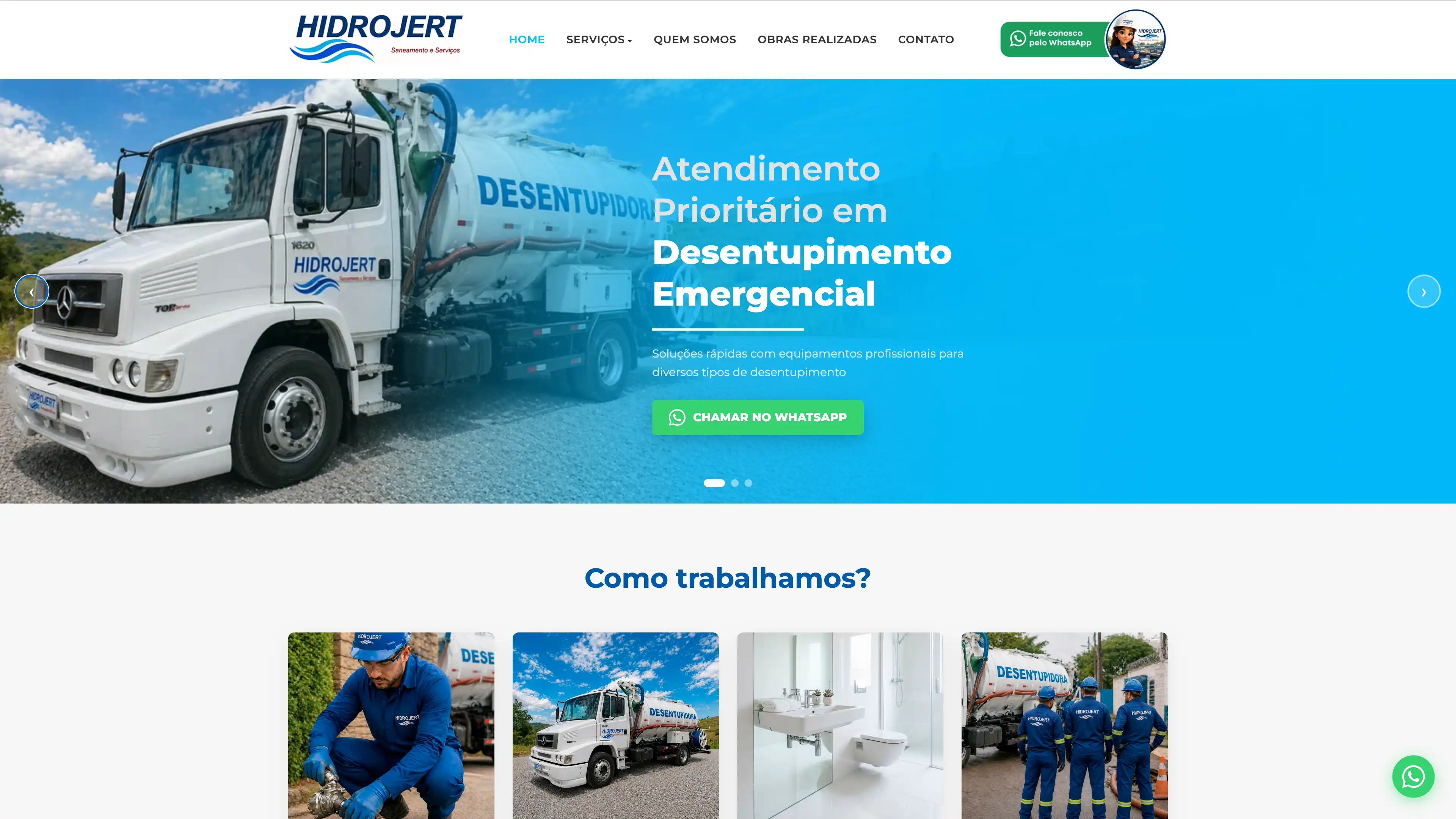 Site para empresa de saneamento e infraestrutura - Hidrojert