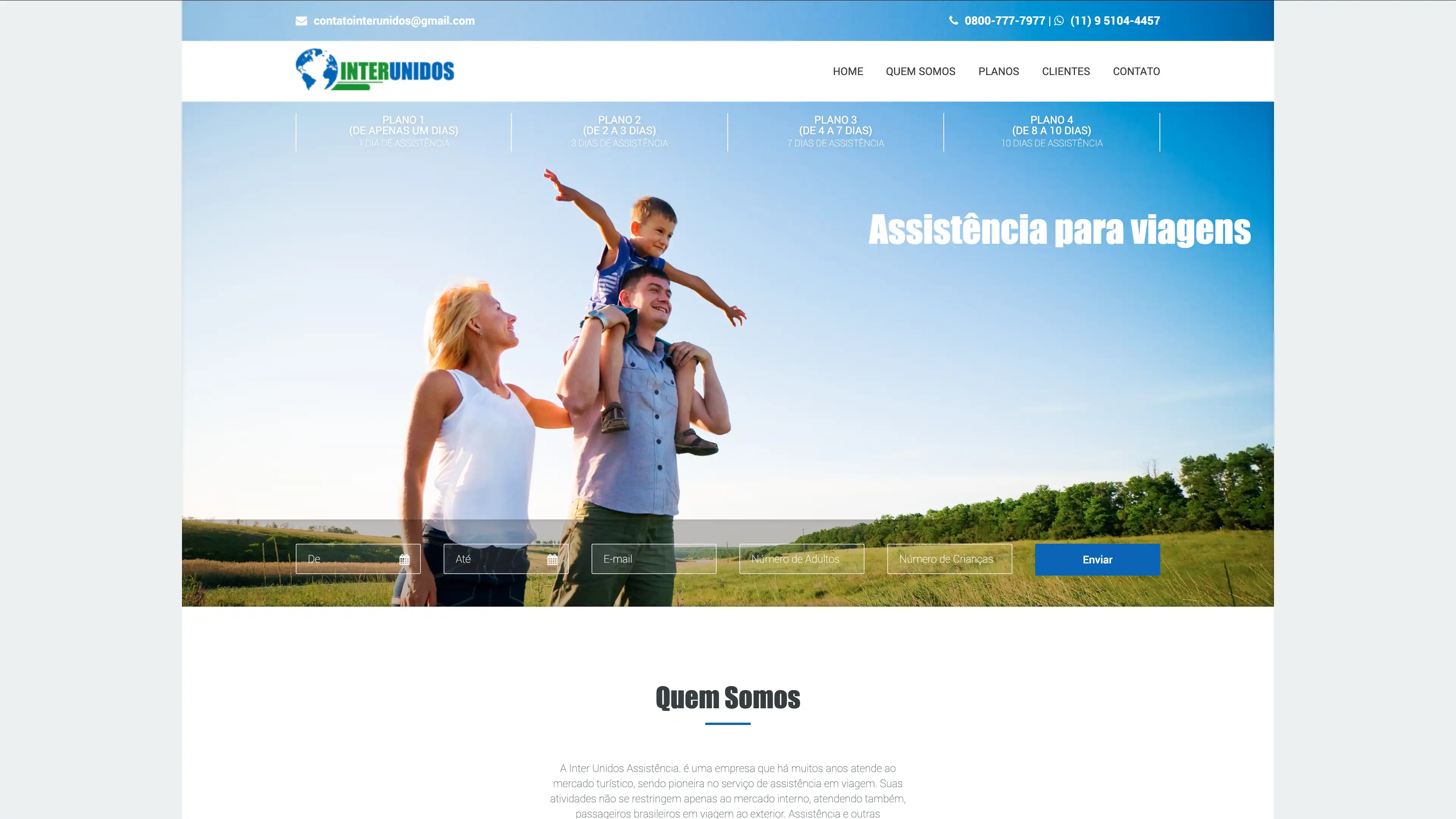 Site para empresa de assistência em viagem - Interunidos