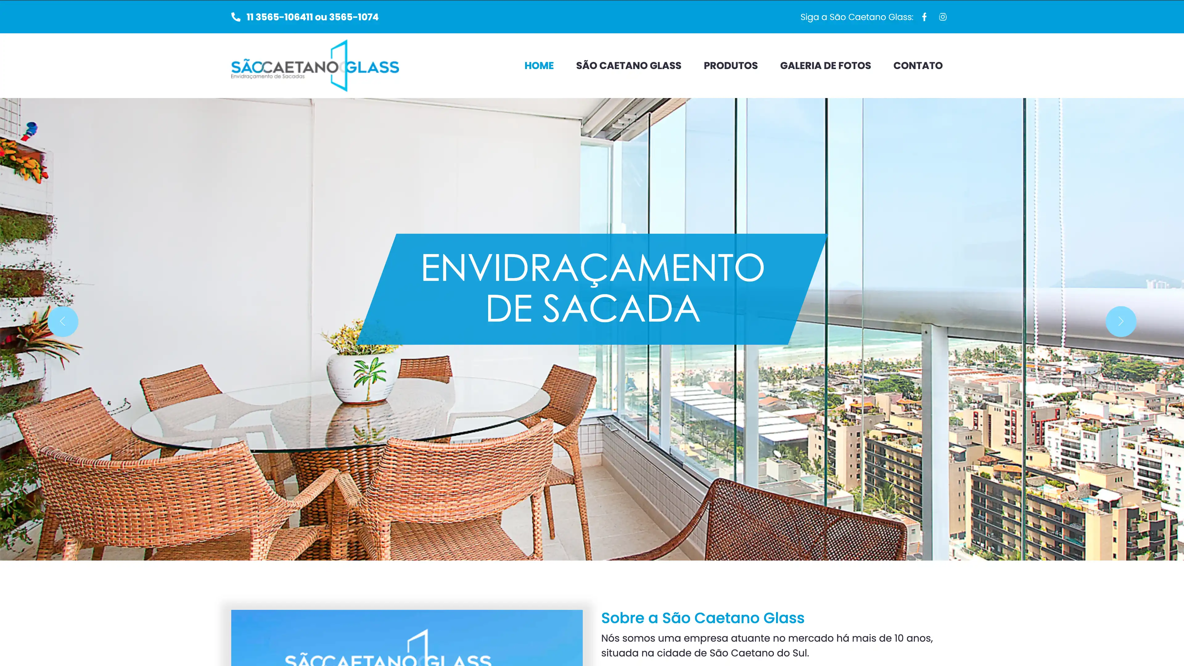 Site para empresa de vidros e acabamentos - São Caetano Glass