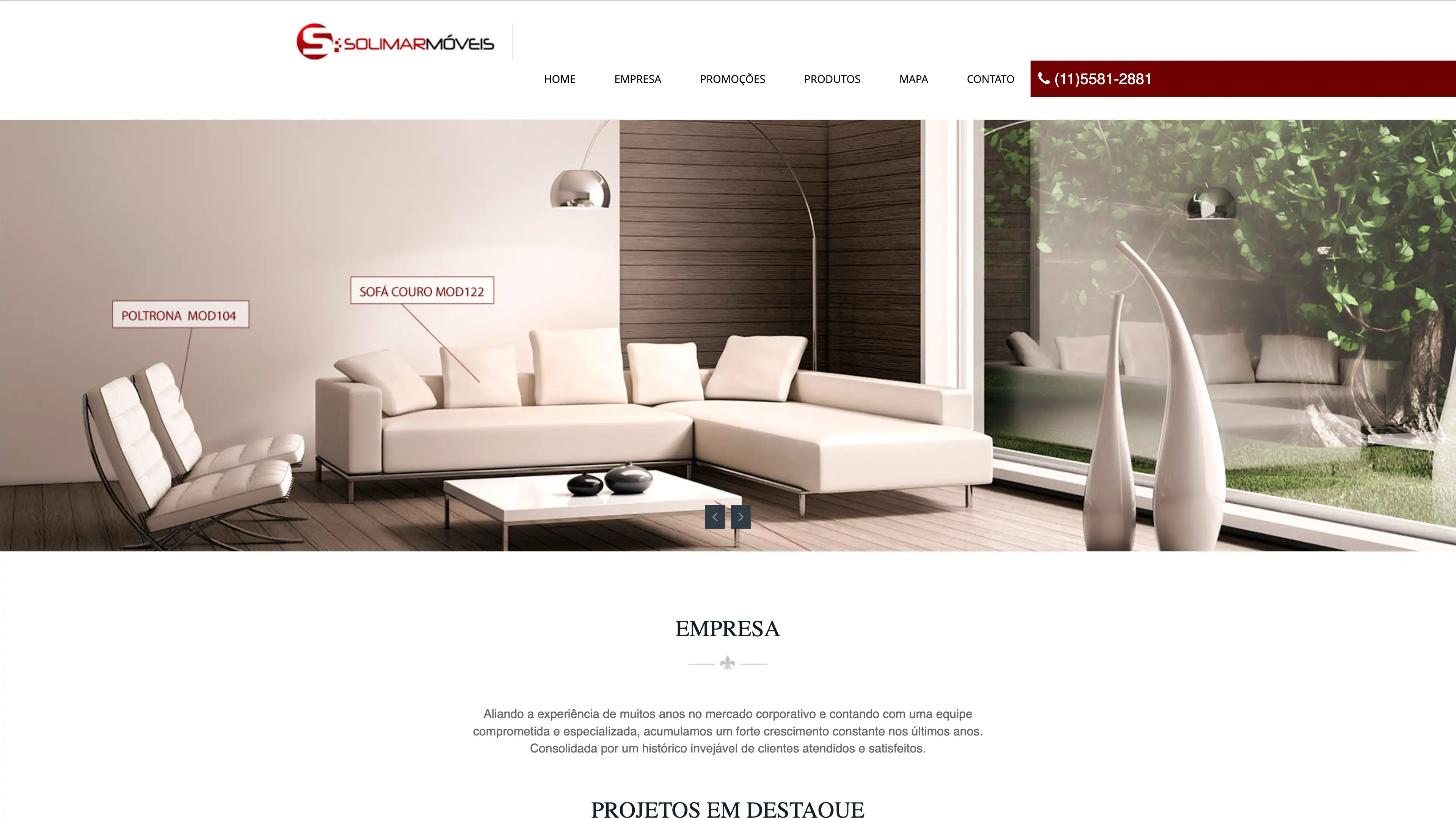 Site para empresa de móveis - Solimar