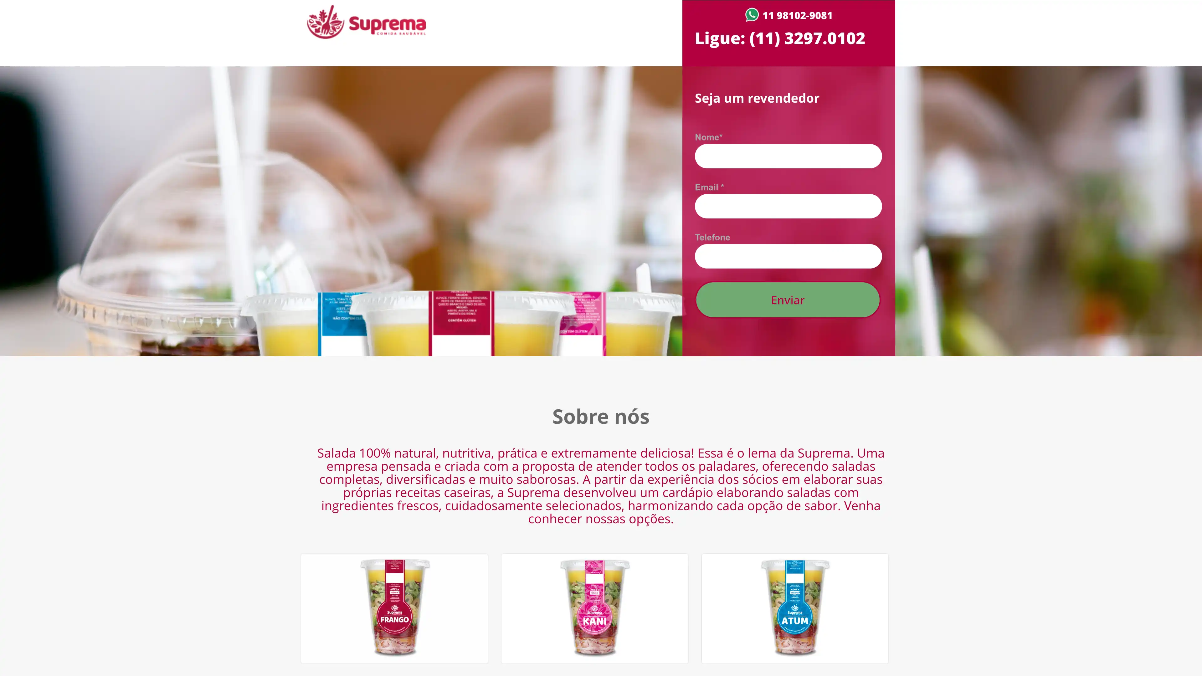 Site para empresa de alimentação saudável - Suprema
