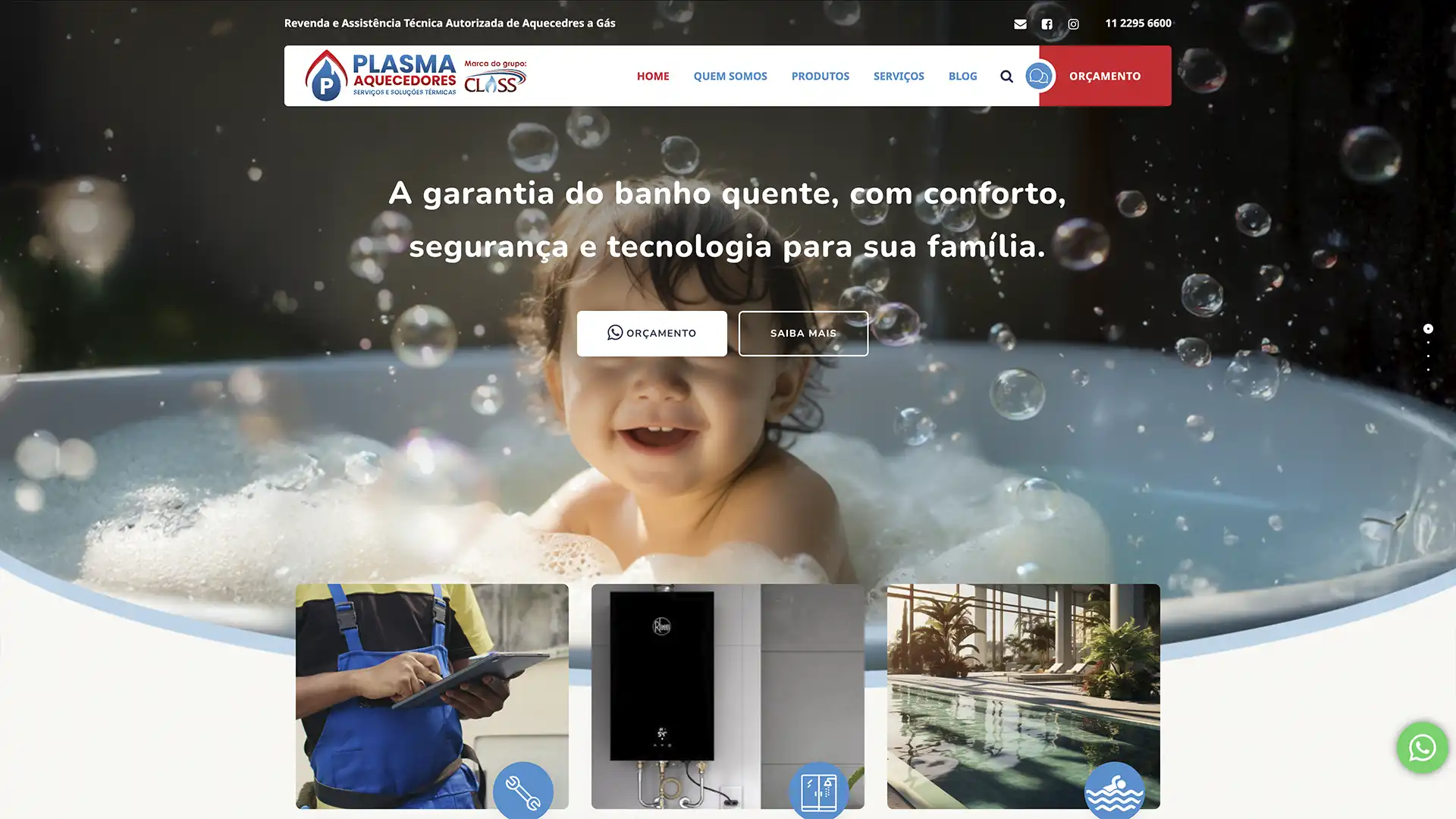 Site para empresa de aquecedores a gás - Plasma Aquecedores